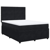 Box Spring Bed with Mattress Black Double Velvet - Side View