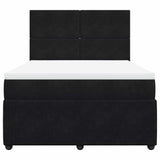 Box Spring Bed with Mattress Black Double Velvet - Rear View