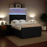 Box Spring Bed with Mattress Black Double Velvet - Top-Down View