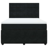 Box Spring Bed with Mattress Black Double Velvet - Rear View