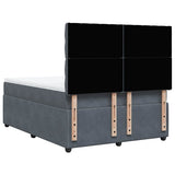 Box Spring Bed with Mattress Dark Grey Double Velvet - Low Angle