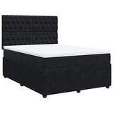 Box Spring Bed with Mattress Black Double Velvet - Side View