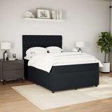 Box Spring Bed with Mattress Black Double Velvet - 45-Degree Angle