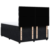 Box Spring Bed with Mattress Black Double Velvet - Low Angle