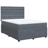 Box Spring Bed with Mattress Dark Grey Double Velvet - Side View