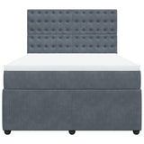 Box Spring Bed with Mattress Dark Grey Double Velvet - Rear View