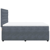 Box Spring Bed with Mattress Dark Grey Double Velvet - Close-Up Angle