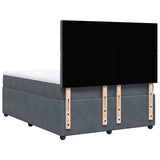 Box Spring Bed with Mattress Dark Grey Double Velvet - Low Angle