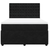 Box Spring Bed with Mattress Black Double Velvet - Rear View