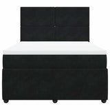 Box Spring Bed with Mattress Black Queen Velvet - Rear View