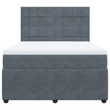 Box Spring Bed with Mattress Dark Grey Queen Velvet
