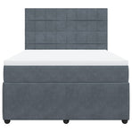 Box Spring Bed with Mattress Dark Grey Queen Velvet