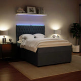 Box Spring Bed with Mattress Dark Grey Queen Velvet - 45-Degree Angle