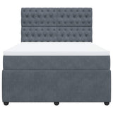 Box Spring Bed with Mattress Dark Grey Queen Velvet