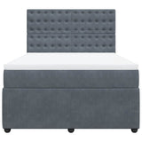 Box Spring Bed with Mattress Dark Grey Queen Velvet - Rear View