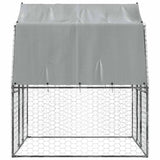 Dog Cage with Roof and Door Silver Galvanised Steel