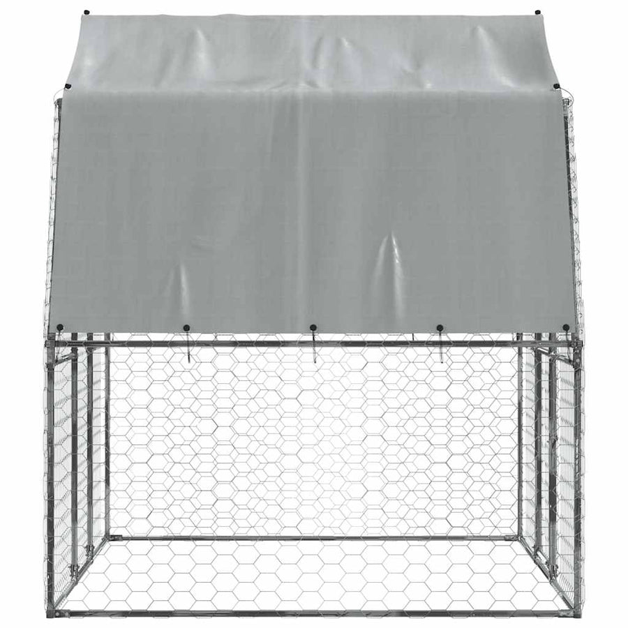 Dog Cage with Roof and Door Silver Galvanised Steel