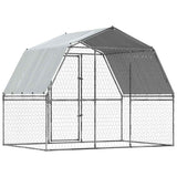 Dog Cage with Roof and Door Silver Galvanised Steel - Rear View