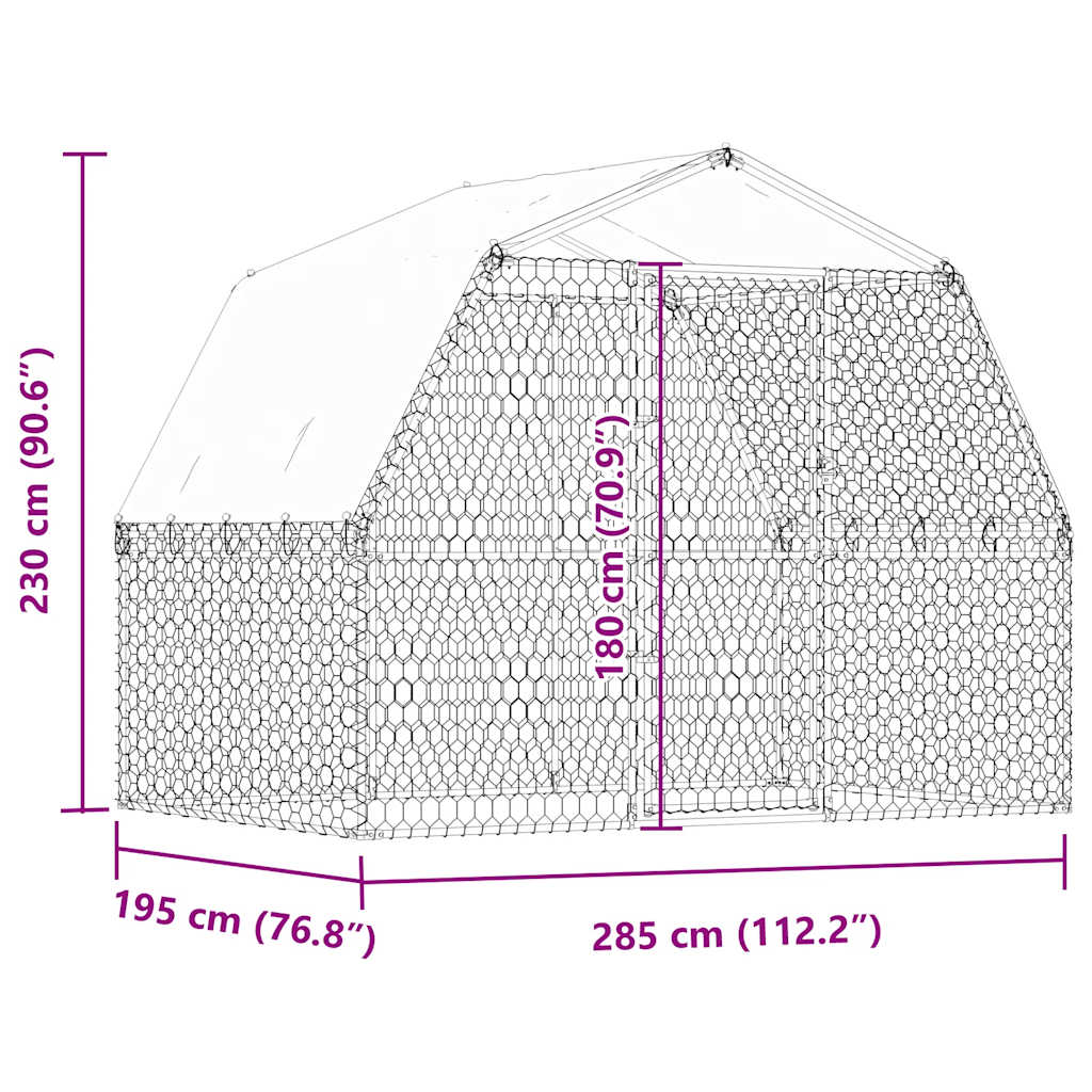 Dog Cage with Roof and Door Silver Galvanised Steel
