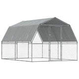 Dog Cage with Roof and Door Silver Galvanised Steel - Front View