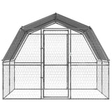 Dog Cage with Roof and Door Silver Galvanised Steel - Top-Down View