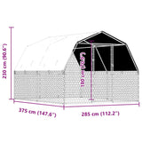 Dog Cage with Roof and Door Silver Galvanised Steel - Low Angle