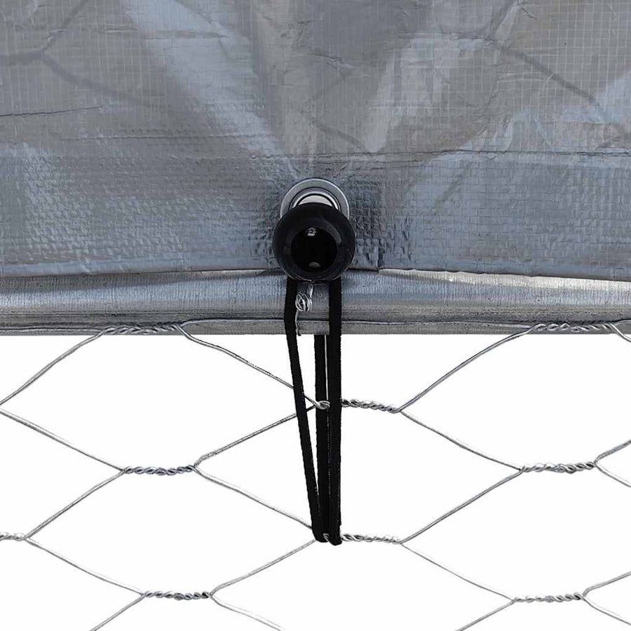 Chicken Cage with Roof and Door Silver Galvanised Steel