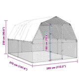 Chicken Cage with Roof and Door Silver Galvanised Steel - Low Angle