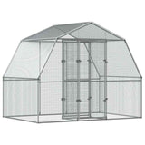 Bird Cage with Door Silver Galvanised Steel - Front View