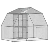 Bird Cage with Door Silver Galvanised Steel - Rear View