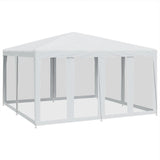 Party Tent with 8 Mesh Sidewalls White 4x4 m HDPE - Front View