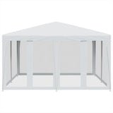 Party Tent with 8 Mesh Sidewalls White 4x4 m HDPE