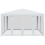 Party Tent with 8 Mesh Sidewalls White 4x4 m HDPE