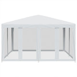 Party Tent with 8 Mesh Sidewalls White 4x4 m HDPE - Side View