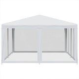 Party Tent with 8 Mesh Sidewalls White 4x4 m HDPE