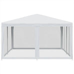 Party Tent with 8 Mesh Sidewalls White 4x4 m HDPE
