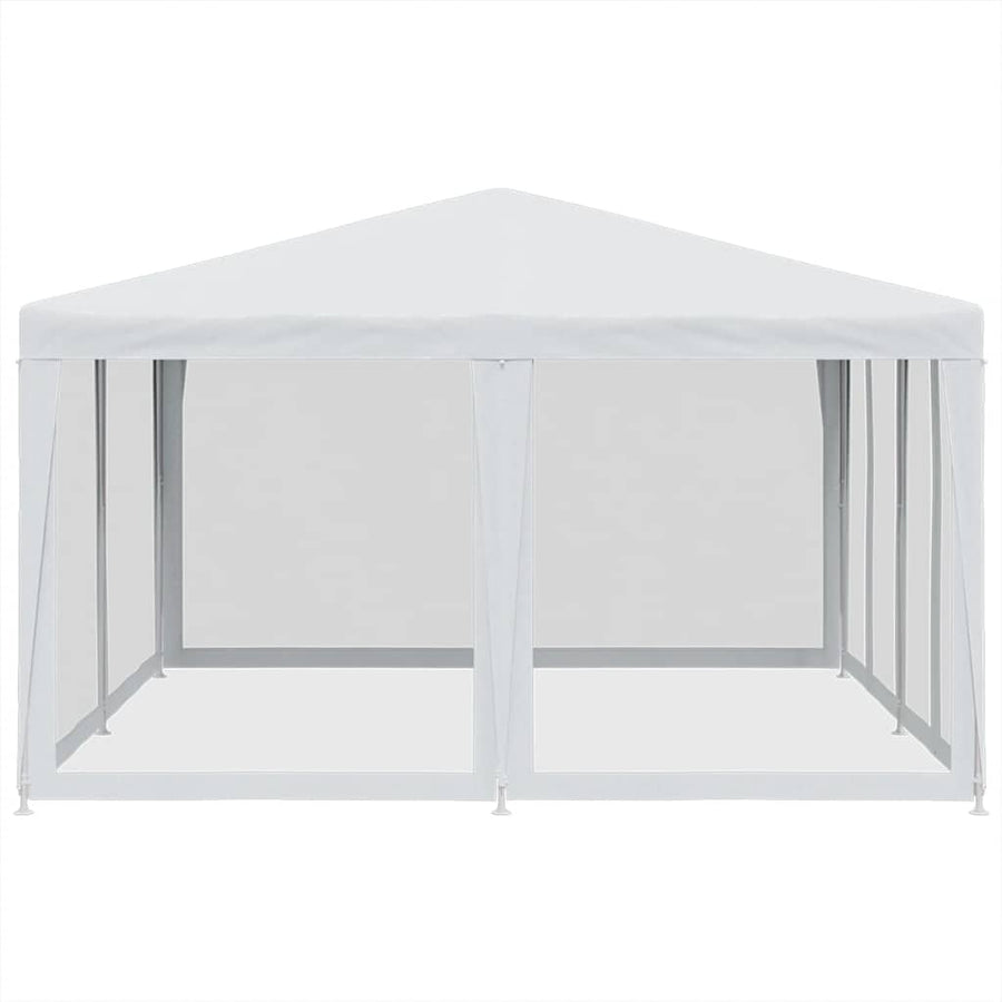 Party Tent with 8 Mesh Sidewalls White 4x4 m HDPE