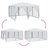 Party Tent with 8 Mesh Sidewalls White 4x4 m HDPE