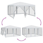 Party Tent with 8 Mesh Sidewalls White 4x4 m HDPE