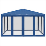 Party Tent with 8 Mesh Sidewalls Blue 4x4 m HDPE - Side View