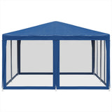 Party Tent with 8 Mesh Sidewalls Blue 4x4 m HDPE
