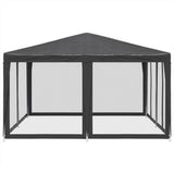 Party Tent with 8 Mesh Sidewalls Anthracite 4x4 m HDPE - Top-Down View