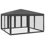 Party Tent with 8 Mesh Sidewalls Anthracite 4x4 m HDPE - 45-Degree Angle