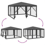 Party Tent with 8 Mesh Sidewalls Anthracite 4x4 m HDPE