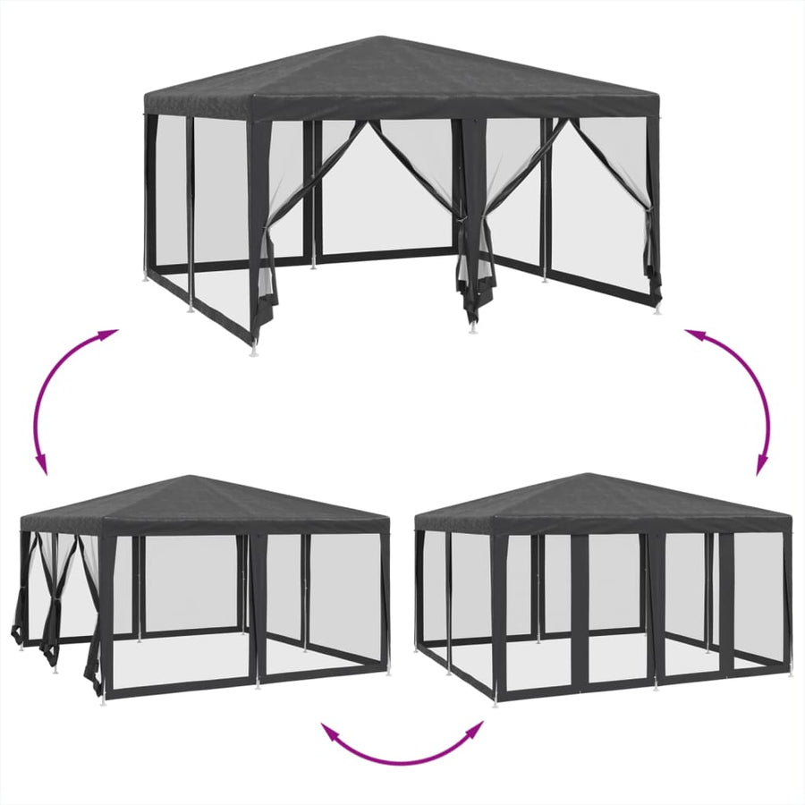 Party Tent with 8 Mesh Sidewalls Anthracite 4x4 m HDPE