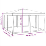 Party Tent with 8 Mesh Sidewalls Anthracite 4x4 m HDPE