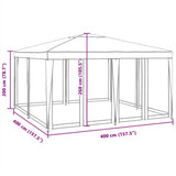 Party Tent with 8 Mesh Sidewalls Anthracite 4x4 m HDPE - Low Angle