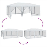 Party Tent with 10 Mesh Sidewalls White 6x4 m HDPE - Rear View
