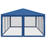 Party Tent with 10 Mesh Sidewalls Blue 6x4 m HDPE