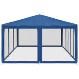 Party Tent with 10 Mesh Sidewalls Blue 6x4 m HDPE - Top-Down View
